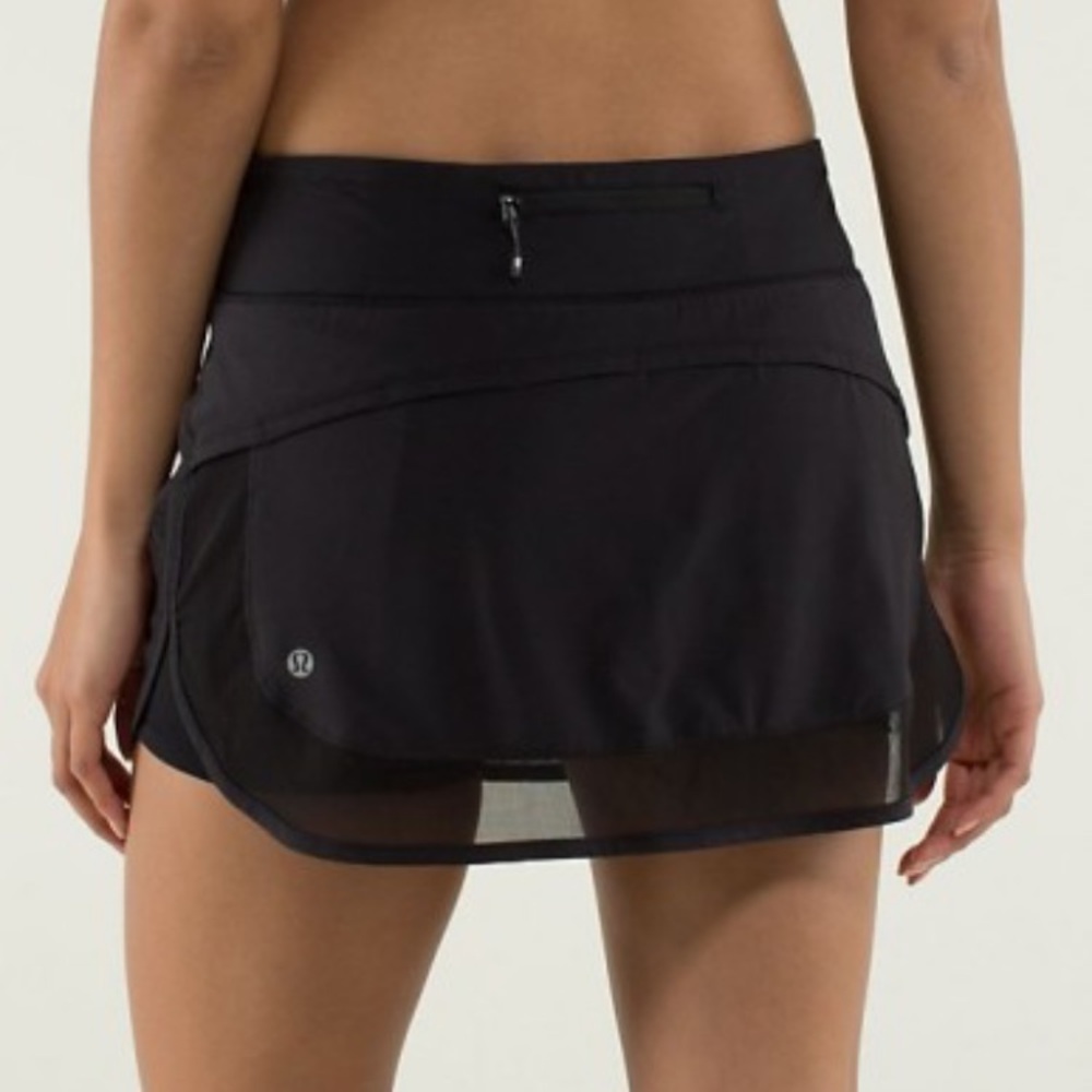 lululemon athletica Black Mesh-Layer Active Mini Skirt